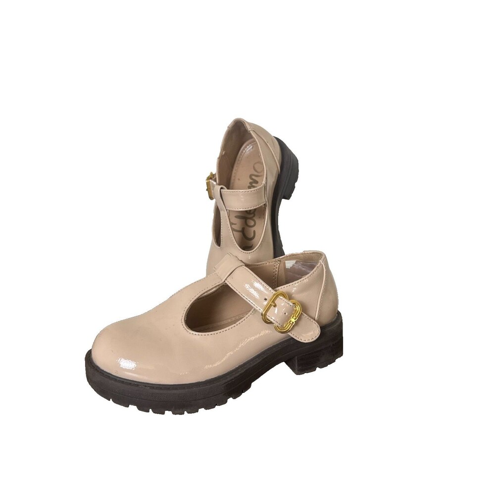 Sam Edelman Girls Beige Patent Mary Jane Platform Shoes Size 11 Preppy